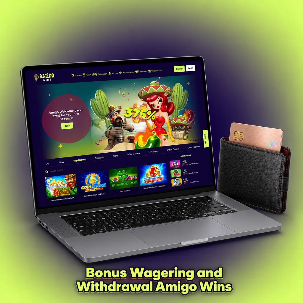 Amigo Wins bonus wagering requirements and withdrawal rules: 35x casino, 6x sports, 30-day deadline, 24-hour payouts.