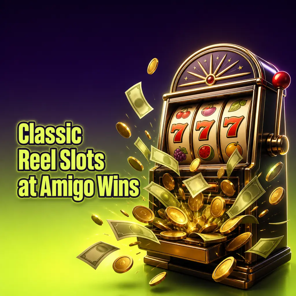 Classic reel slots at Amigo Wins featuring simple paylines and fast rounds, including Sizzling Hot Deluxe and Mega Joker