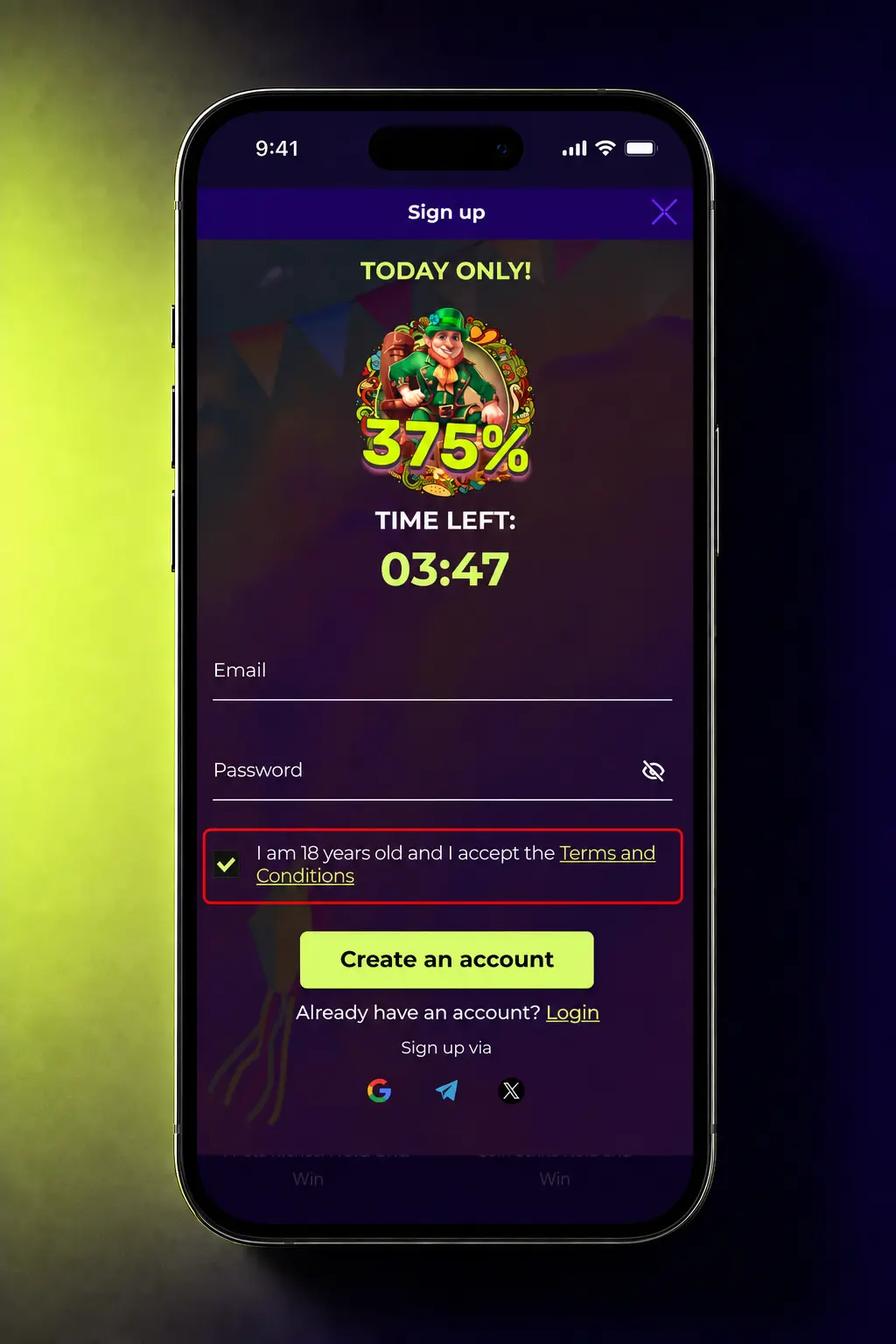 Step-by-step guide showing how to register an account on Amigo Wins in the United Kingdom using email, phone, or social sign-up.